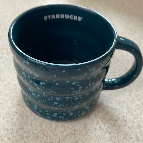 NWT Starbucks 2023 Blue Subzero Splatter Ceramic Ribbed Coffee Mug w Handle 12oz - Picture 2 of 5